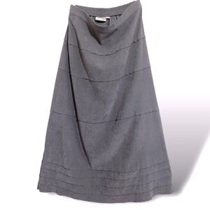 Micro Suede Plisse Maxi Skirt Tiered Seamed Drop Pull-On Women’s Size Small
